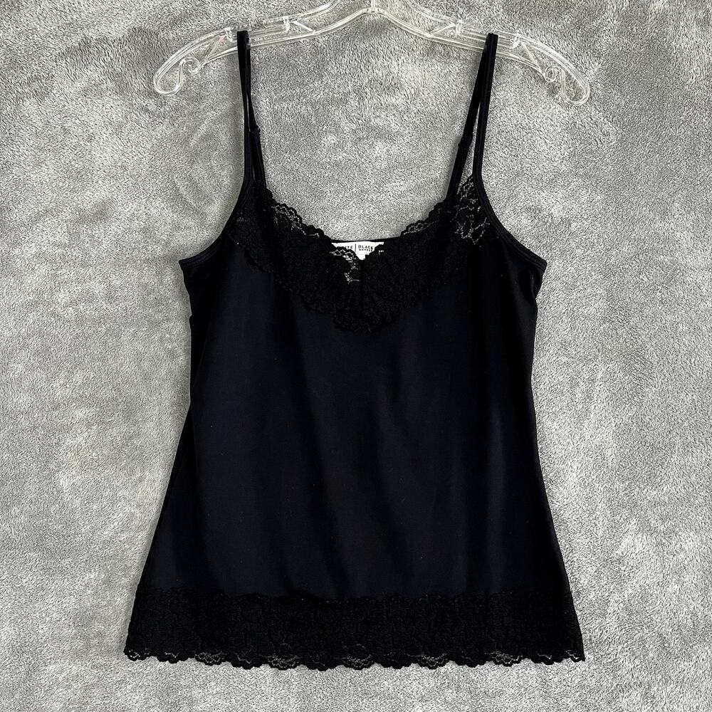 Vintage Y2K Lace Cami‎ Top Womens S Black Made in USA